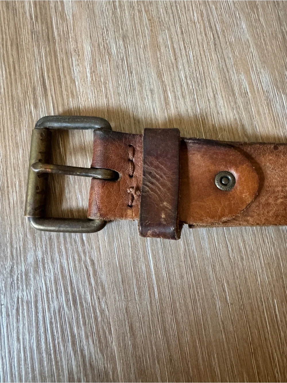 Y2K American Eagle Brown Leather Belt 1.5” Distressed Size L vintage